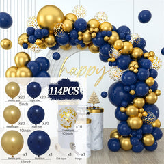 114Pcs Blue Gold Balloon Arch Kit - Layoris