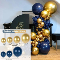 101Pcs Blue Gold Balloon Arch Kit For Party Decor - Layoris
