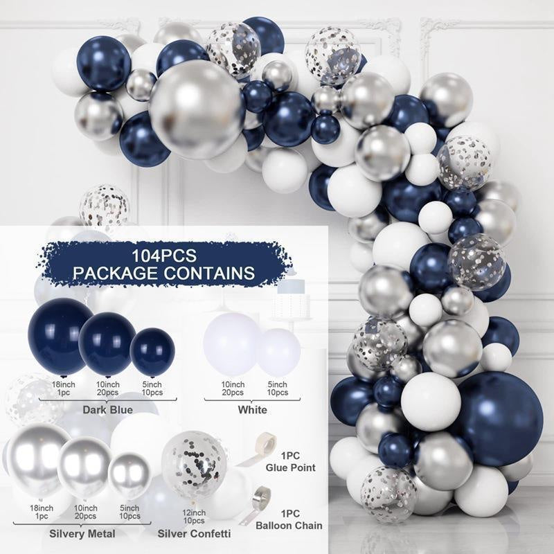 104Pcs Blue White Balloon Arch Kit For Party Decor - Layoris