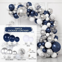 104Pcs Blue White Balloon Arch Kit For Party Decor - Layoris