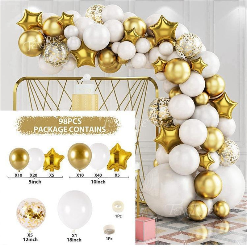98Pcs White Gold Balloon Arch Kit For Decor - Layoris