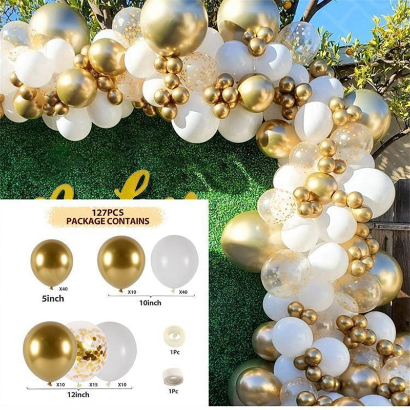 127Pcs White Gold Balloon Arch Kit For Decor - Layoris