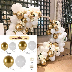 106Pcs White Gold Balloon Arch Kit For Decor - Layoris