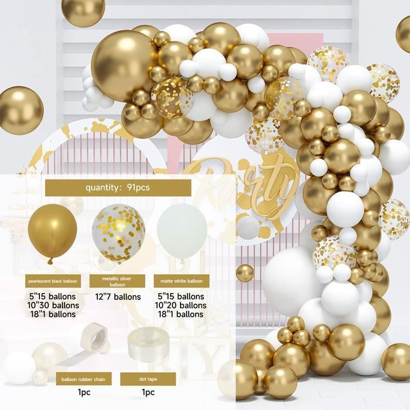91Pcs White Gold Balloon Arch Kit For Decor - Layoris