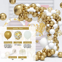 91Pcs White Gold Balloon Arch Kit For Decor - Layoris