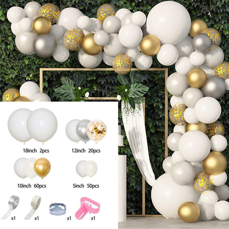 132Pcs White Gold Balloon Arch Kit For Decor - Layoris