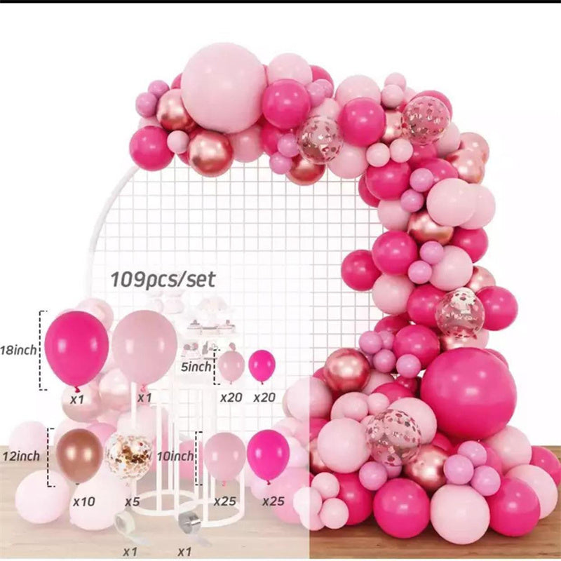 109Pcs Pink Balloon Arch Kit For Party Decor - Layoris
