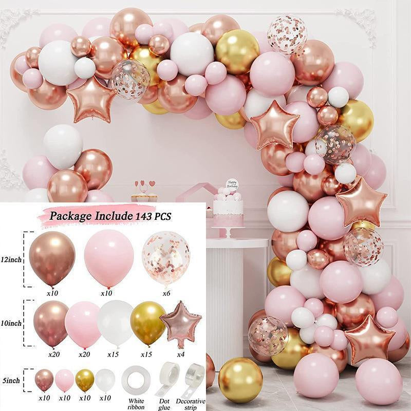143Pcs Pink Balloon Arch Kit For Party Decor - Layoris