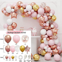 143Pcs Pink Balloon Arch Kit For Party Decor - Layoris