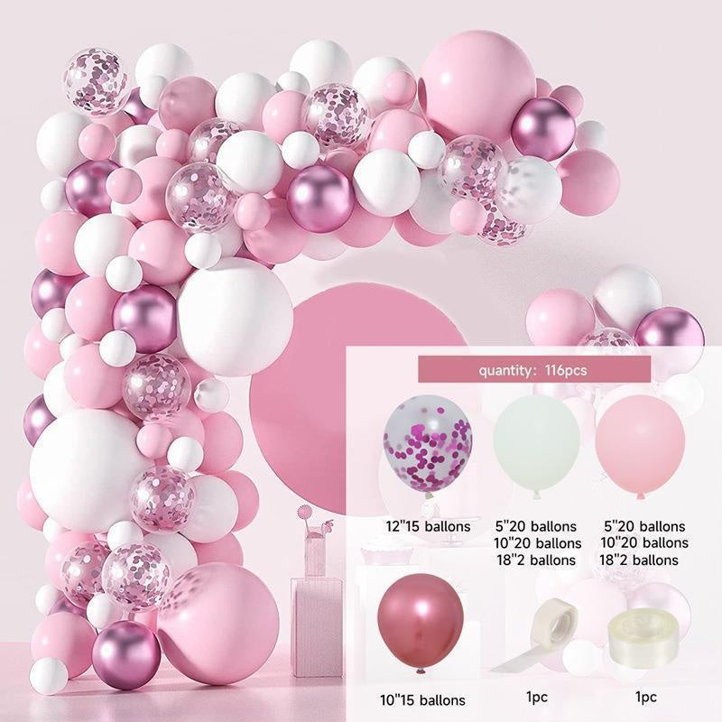 116Pcs Pink Balloon Arch Kit For Party Decor - Layoris