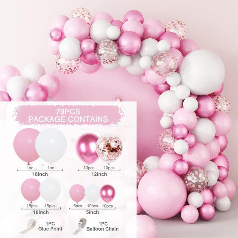 79Pcs Pink Balloon Arch Kit For Event Decor - Layoris