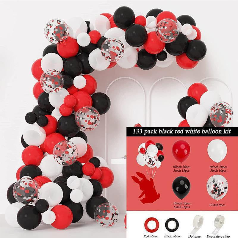 133Pcs Red And Black Balloon Arch Kit - Layoris
