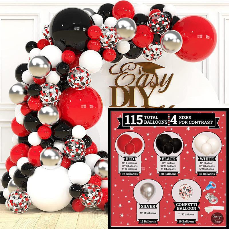115Pcs Red And Black Balloon Arch Kit - Layoris