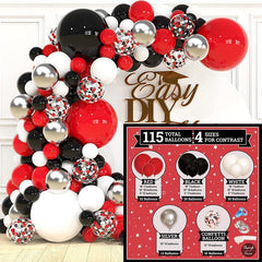115Pcs Red And Black Balloon Arch Kit - Layoris