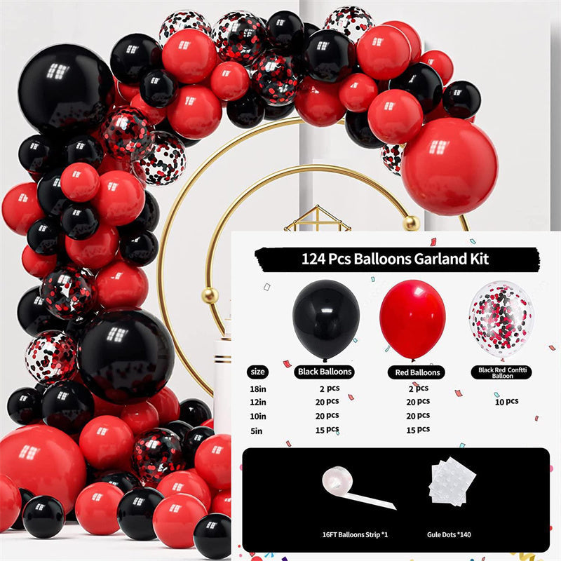 124Pcs Red And Black Balloon Arch Kit - Layoris