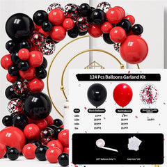124Pcs Red And Black Balloon Arch Kit - Layoris