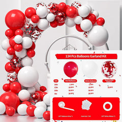 134Pcs Red And White Balloon Arch Kit - Layoris