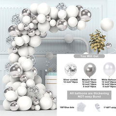 100Pcs White And Silver Balloon Arch Kit - Layoris