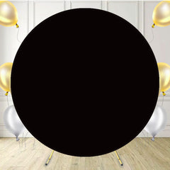 Pure Black Round Backdrop For Party - Layoris
