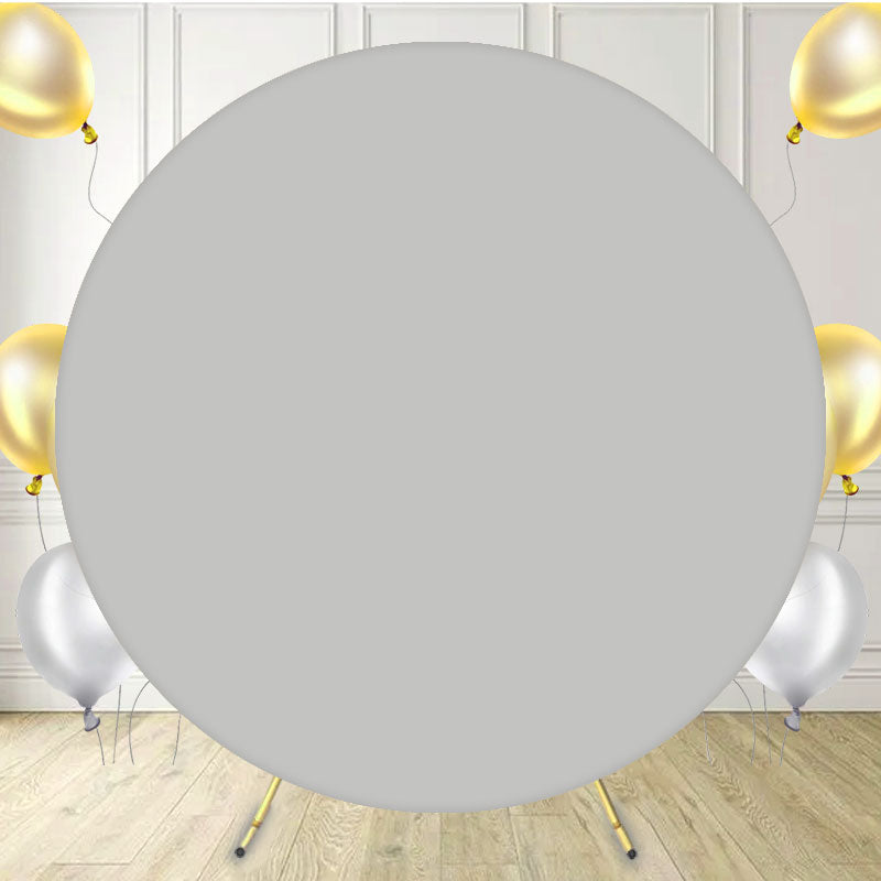 Light Grey Solid Fabric Round Backdrop - Layoris