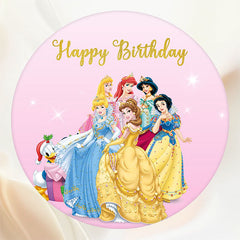 Happy Birthday Pink Princess Round Backdrop - Layoris