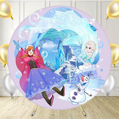 Princess Sisters Cartoon Circle Birthday Backdrop - Layoris