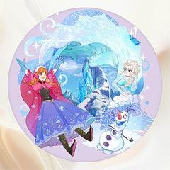 Princess Sisters Cartoon Circle Birthday Backdrop - Layoris