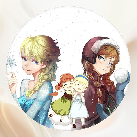 Princess Sisters Cartoon White Circle Birthday Backdrop - Layoris