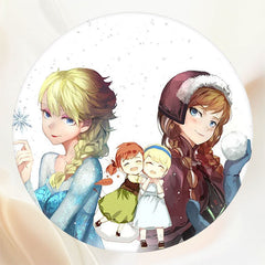 Princess Sisters Cartoon White Circle Birthday Backdrop - Layoris