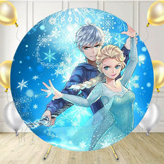 Blue Princess Cartoon Circle Birthday Backdrop - Layoris