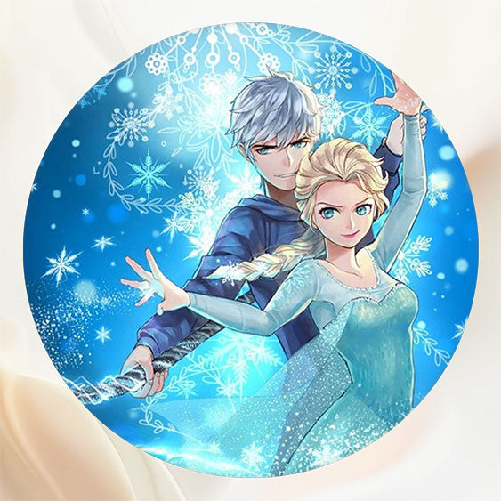 Blue Princess Cartoon Circle Birthday Backdrop - Layoris