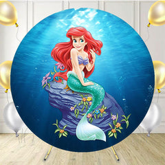 Cartoon Mermaid Dreamy Round Birthday Backdrop - Layoris