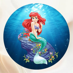 Cartoon Mermaid Dreamy Round Birthday Backdrop - Layoris