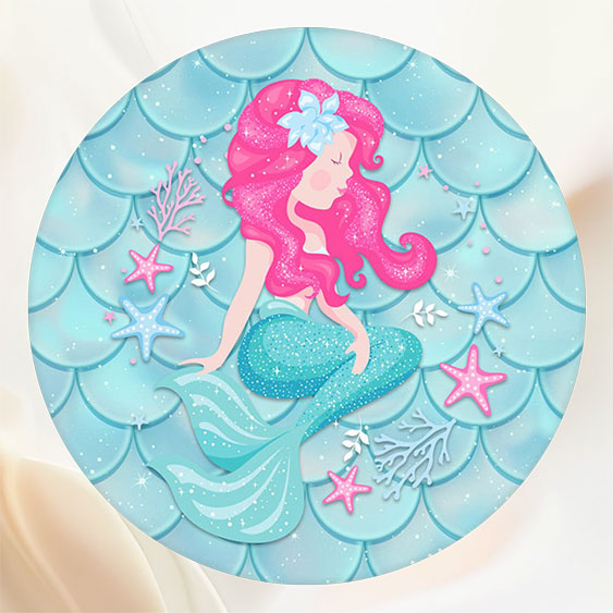 Mermaid Dreamy Round Birthday Backdrop - Layoris