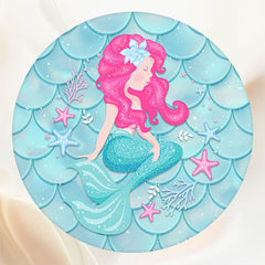 Mermaid Dreamy Round Birthday Backdrop - Layoris