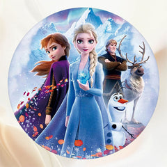 Blue Cartoon Princess Birthday Circular Backdrop - Layoris