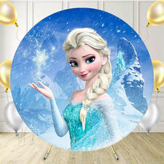 Blue Cartoon Princess Birthday Round Backdrop - Layoris