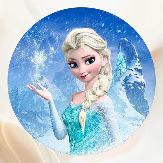 Blue Cartoon Princess Birthday Round Backdrop - Layoris