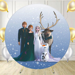 Snow Princess Cartoon Birthday Round Backdrop - Layoris