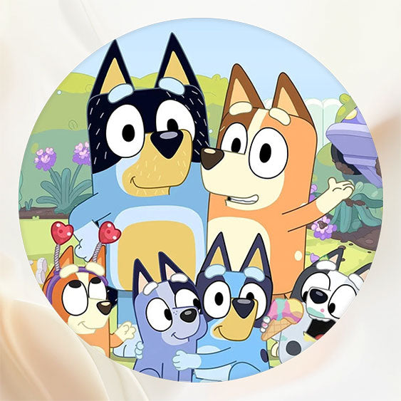 Cartoon Dog Family Birthday Circular Backdrop - Layoris