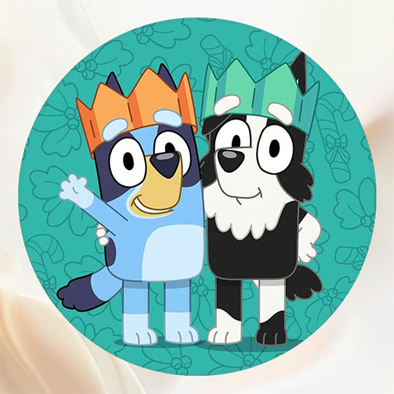 Teal Cartoon Dog Happy Birthday Round Backdrop - Layoris