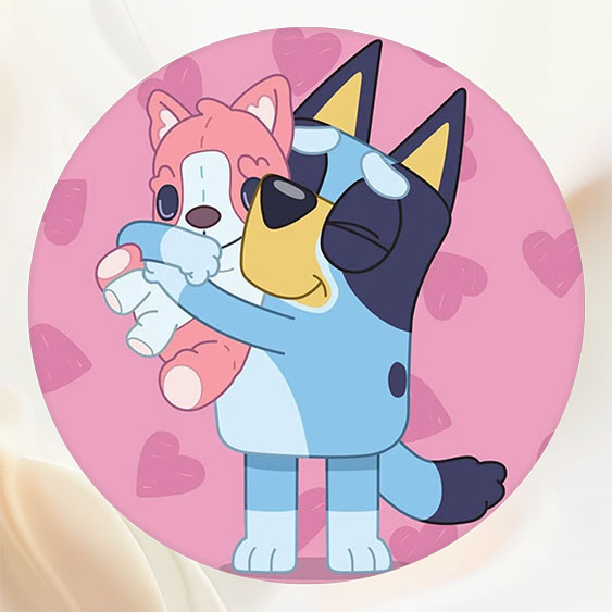 Pink Cartoon Dog Happy Birthday Round Backdrop - Layoris