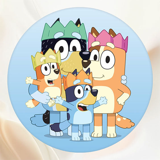 Blue Cartoon Dog Happy Birthday Round Backdrop - Layoris