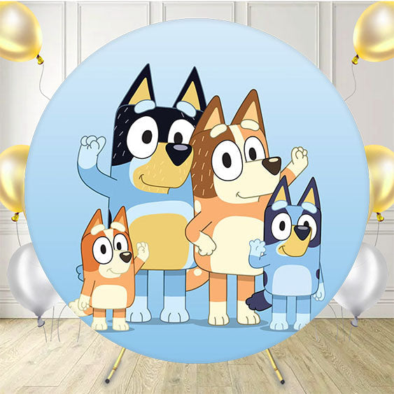 Cartoon Dog Happy Birthday Round Backdrop - Layoris