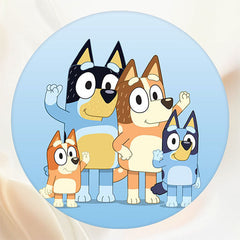 Cartoon Dog Happy Birthday Round Backdrop - Layoris