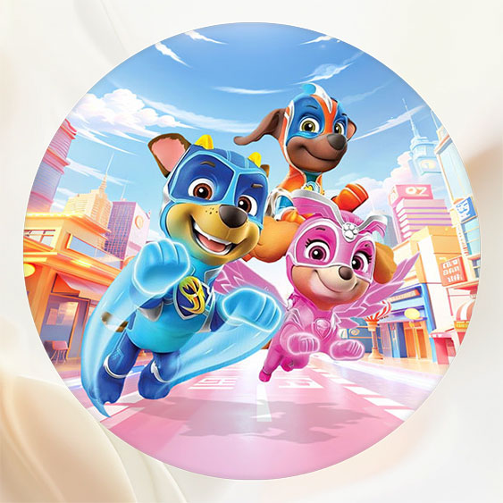 Brave Dog Cartoon Round Birthday Backdrop For Kids - Layoris
