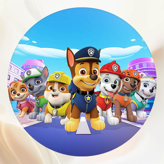 Cute Dog Cartoon Round Birthday Backdrop For Kids - Layoris