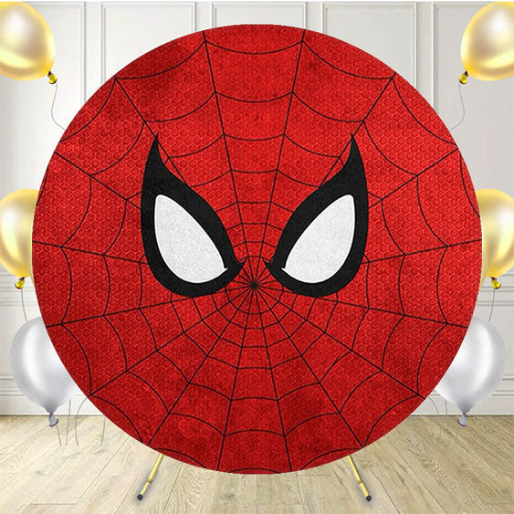 Spider Web Red Birthday Circle Backdropb - Layoris