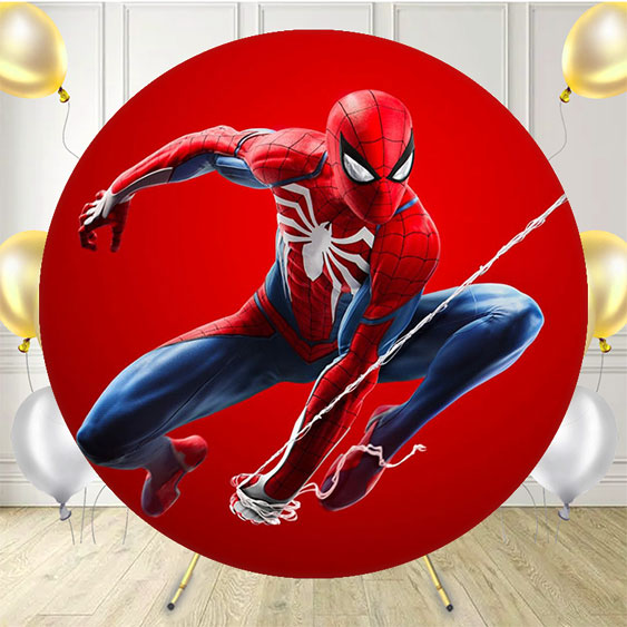 Hero Red Happy Birthday Circle Backdrop - Layoris