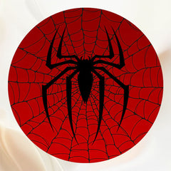 Spider Red Birthday Round Backdrop For Party - Layoris